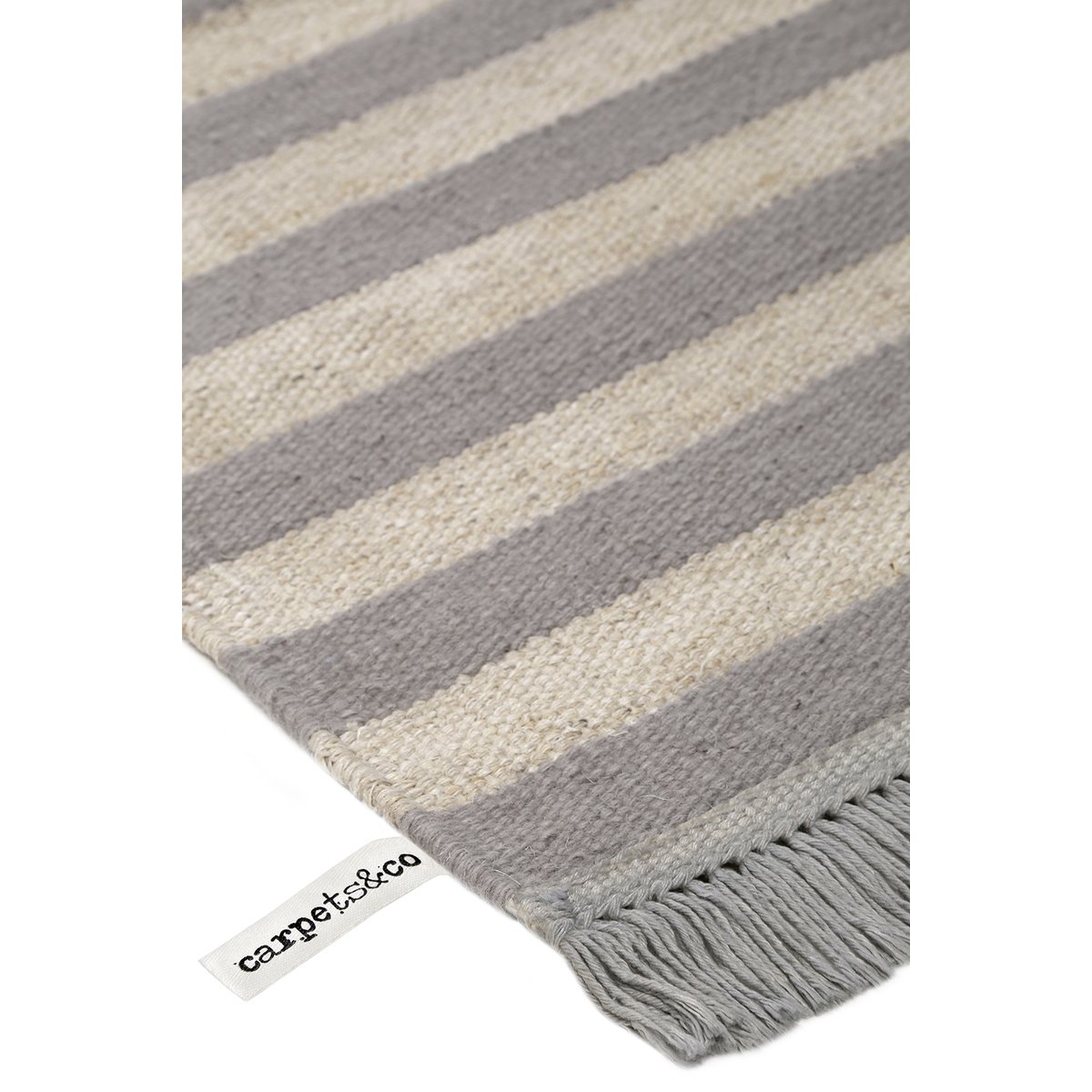 Tapis en laine et chanvre fait main frangé ,  NOBLE STRIPES nature, WECON HOME