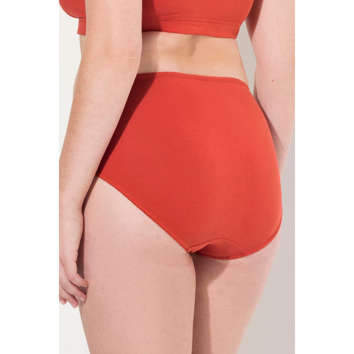 Culotte midi en coton bio, liseré fantaisie rouge brique, ULLA POPKEN