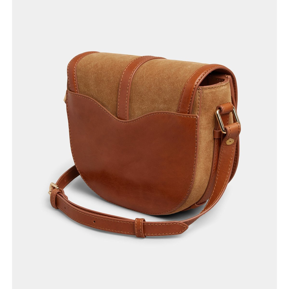 Sac à main apollina en cuir et suède camel marron, GALERIES LAFAYETTE
