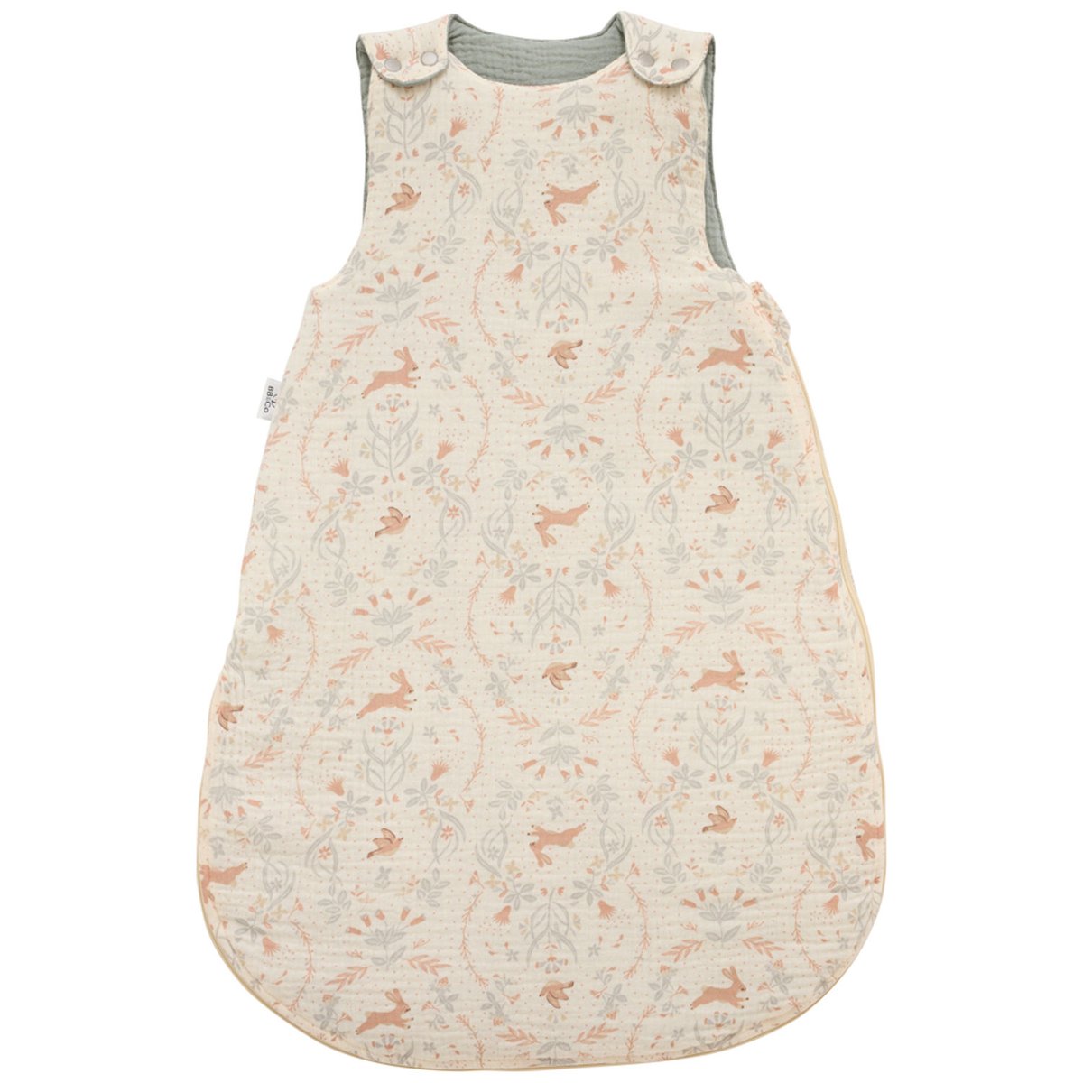Gigoteuse gaze de coton (0-6 mois) vert de gris, BB & CO