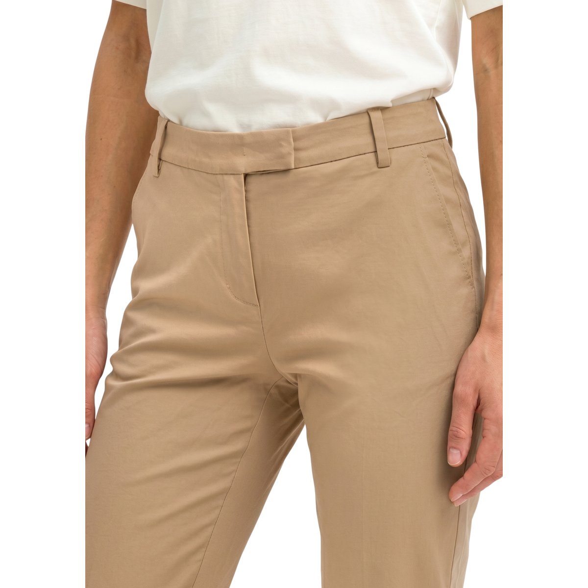 Pantalon modèle Torne Tailored en sergé de coton élastique marron, MARC O'POLO