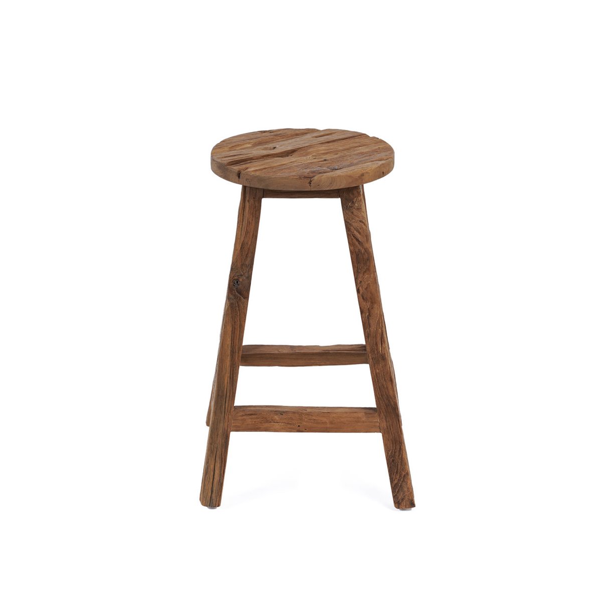 Tabouret de bar en bois de teck récupéré SHIBORI beige, BAZAR BIZAR