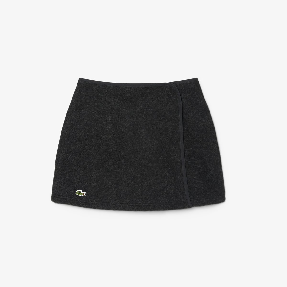 Jupe portefeuille courte maille bouillie gris-el6, LACOSTE