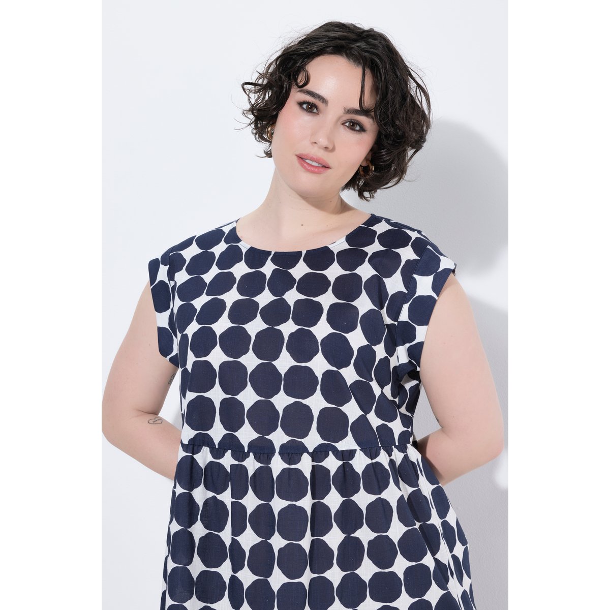 Robe midi à pois blanc neige, ULLA POPKEN