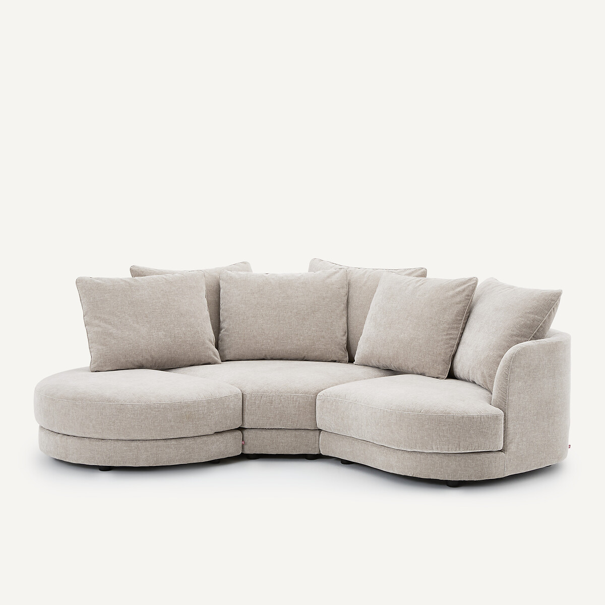 Demi-canapé droit, arrondi, modulable en velours chenille, TIBERIO gris clair, AM.PM