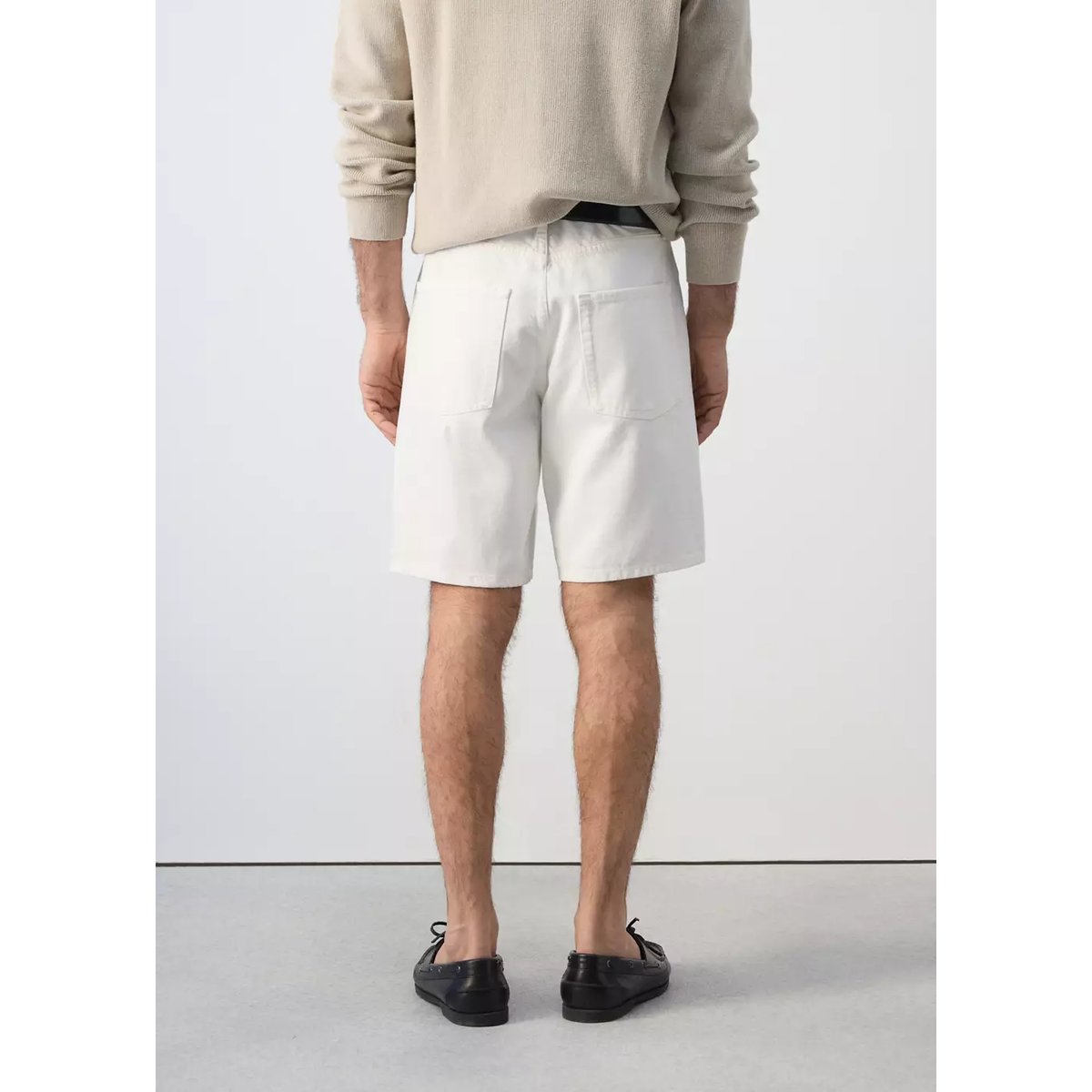 Bermuda en jean droit blanc cassé, MANGO MAN
