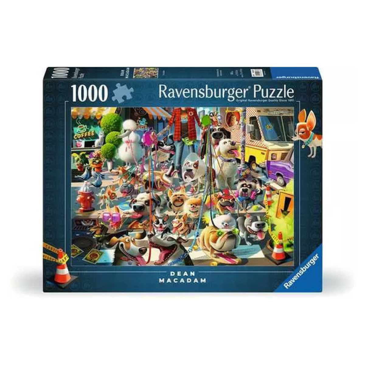 Puzzle 1000 pieces - Promeneur de chien couleur unique, RAVENSBURGER