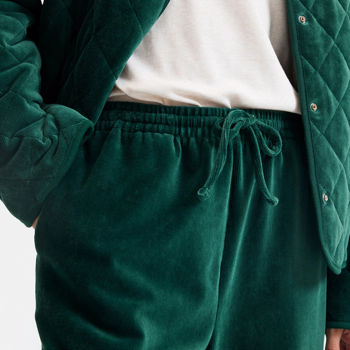 Pantalon de pyjama en velours côtelé, Signature AMANDINE vert sapin, LA REDOUTE COLLECTIONS