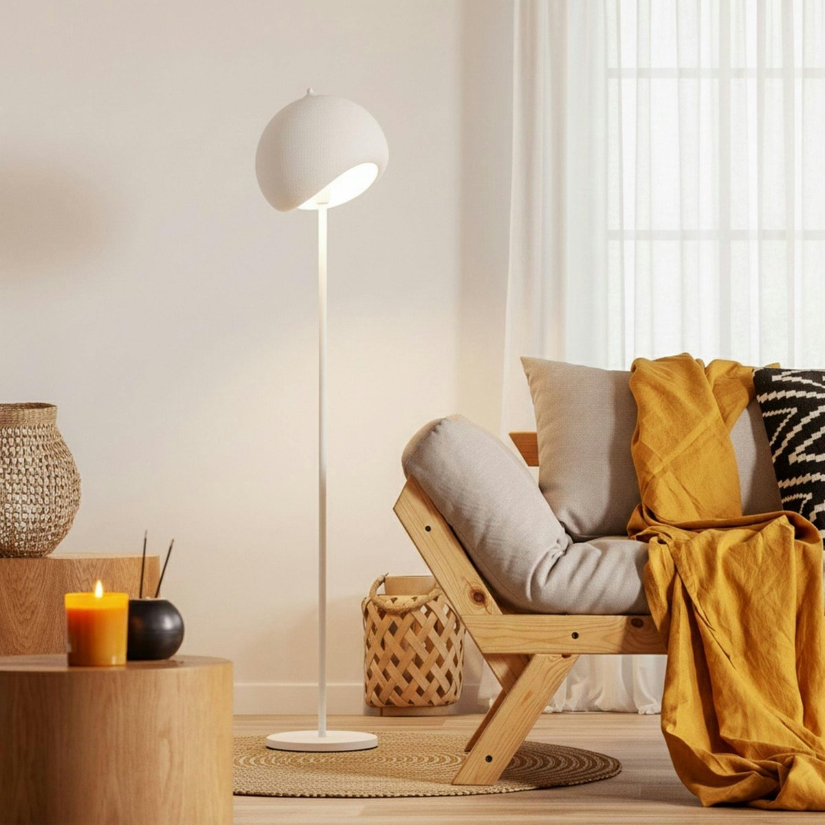 Lampadaire blanc design organique 170 cm NOXIS blanc, PIER IMPORT