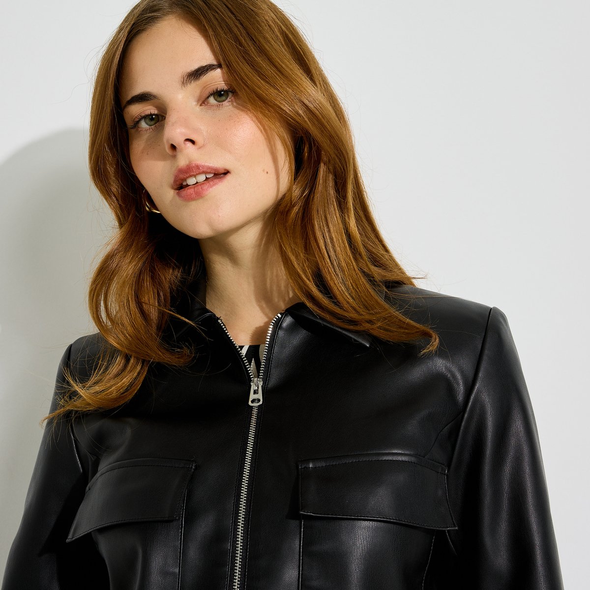 Veste mi-saison col chemise noir, GRAIN DE MALICE