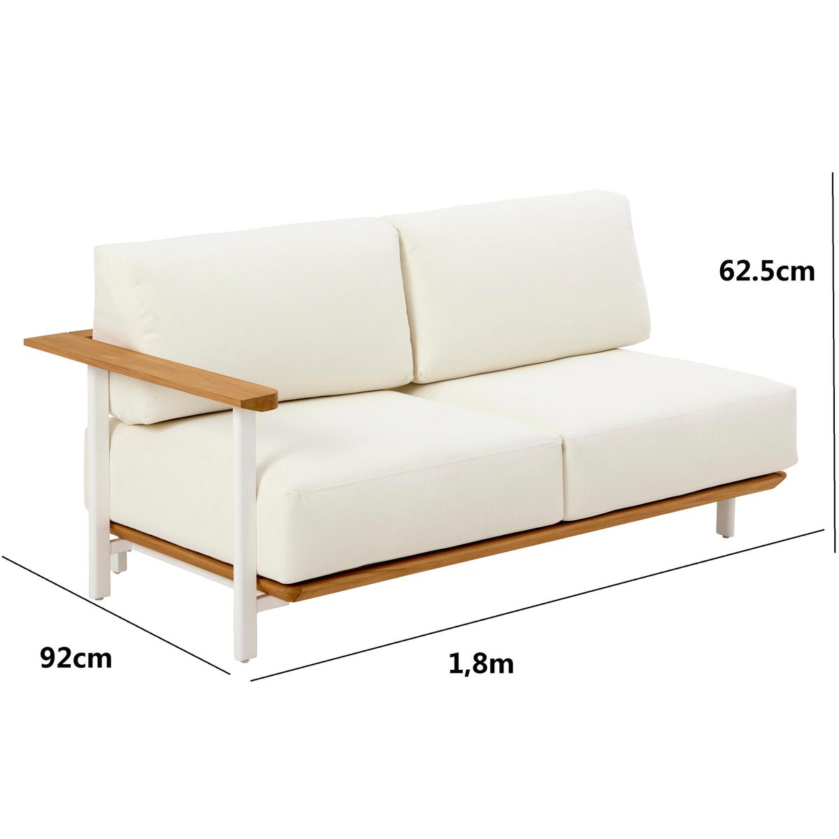 Canapé en aluminium et teck, DUNA beige, NATERIAL