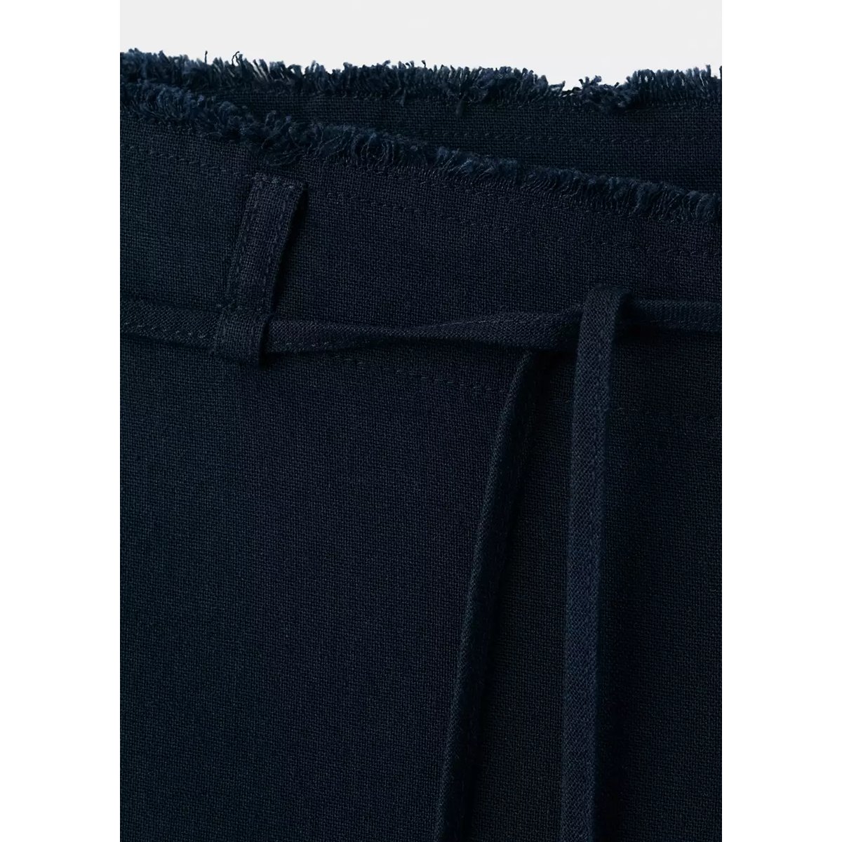 Pantalon droit détails effilochés bleu marine, MANGO TEEN