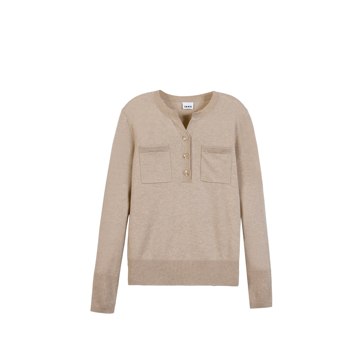 Cardigan en laine manches longues beige, IKKS