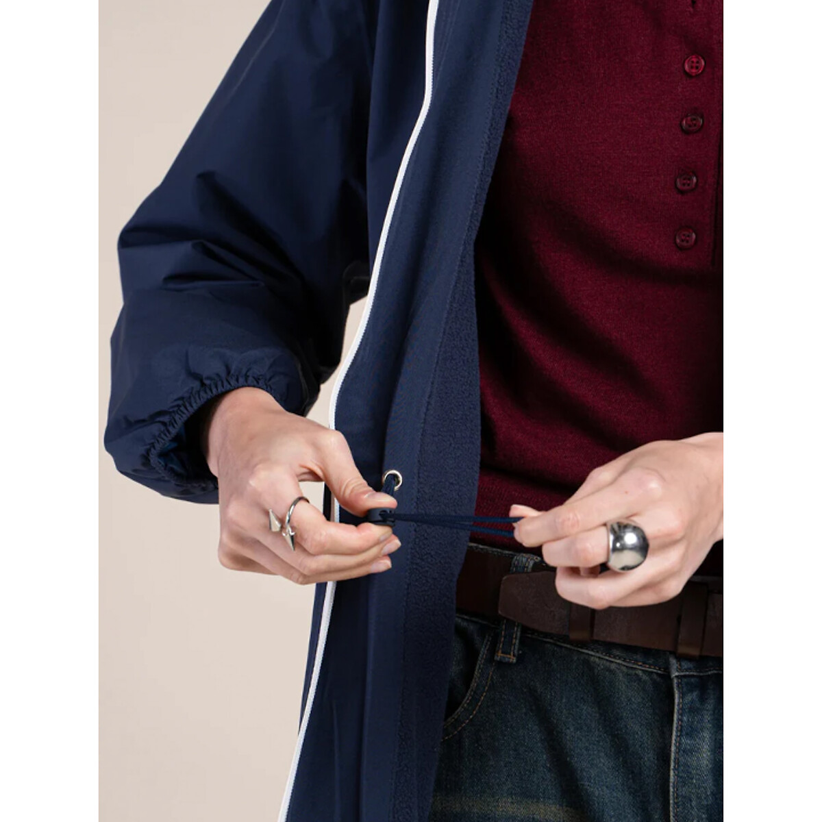 Parka mi-longue mixte doublée polaire POMPIDOU bleu marine, FLOTTE