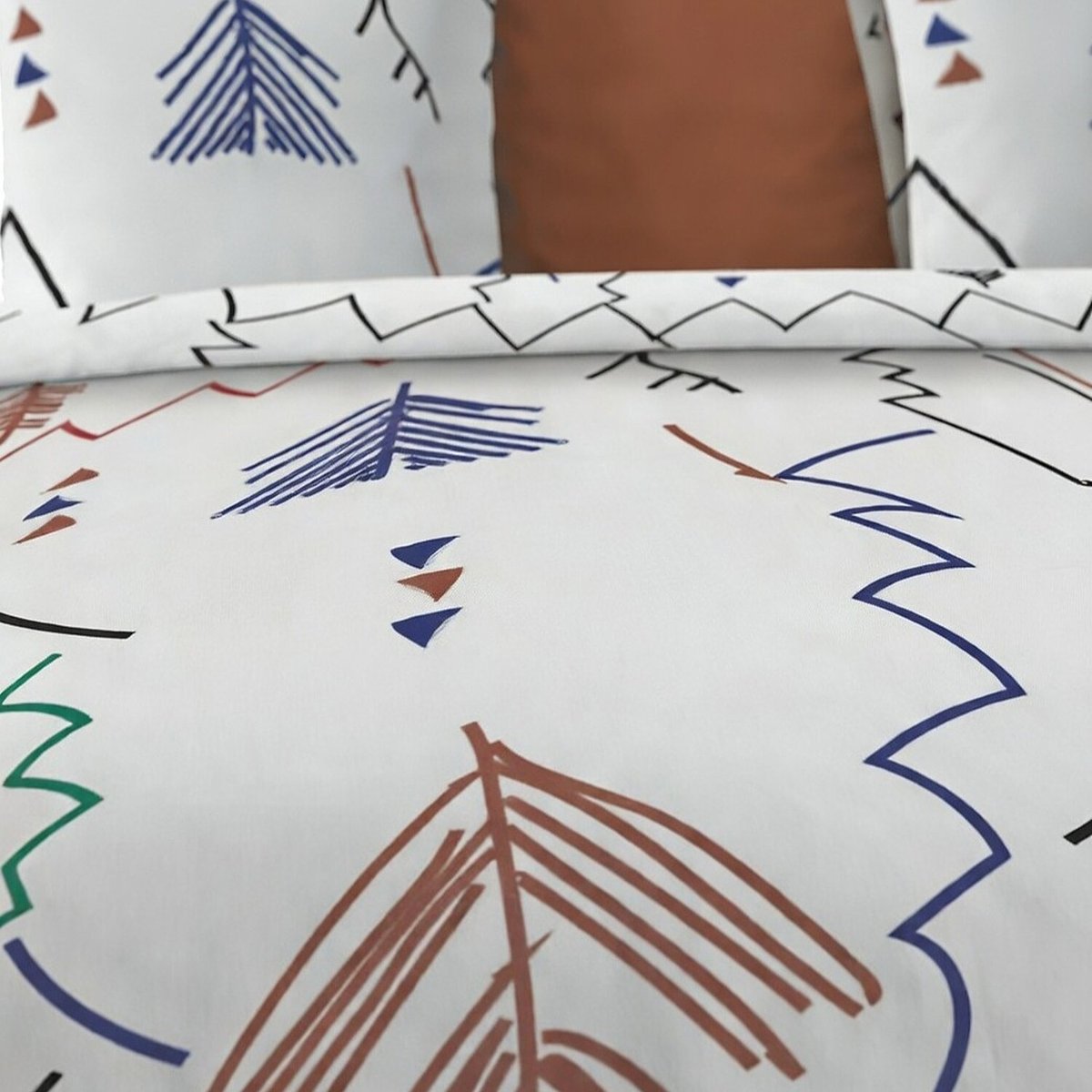 Parure housse de couette en coton, RYAD multicolore, C DESIGN HOME TEXTILE