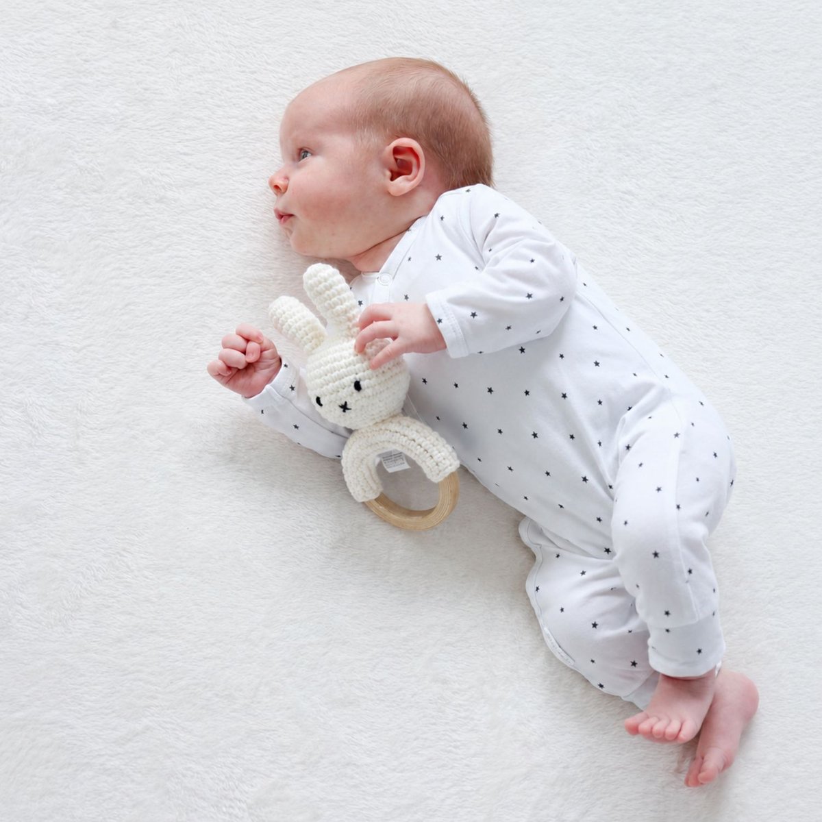 Hochet anneau de dentition Miffy ecru, JUST DUTCH