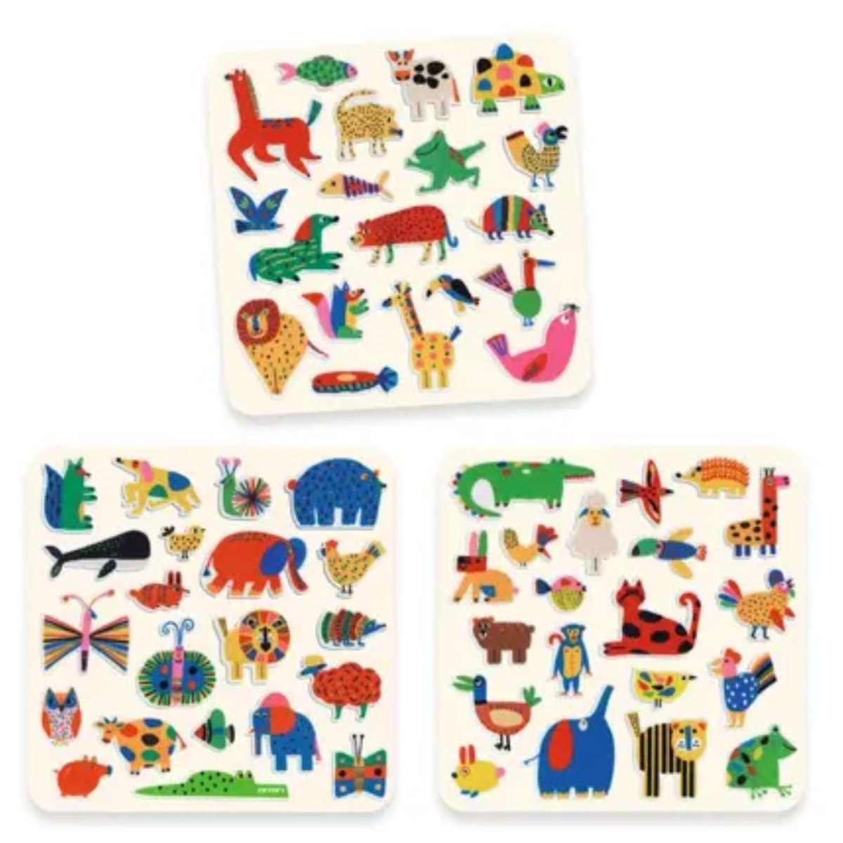 60 gommettes en feutrine - des animaux partout ! couleur unique, DJECO
