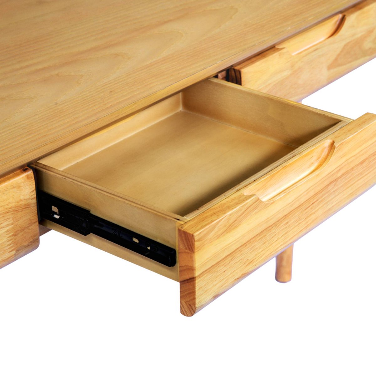 Console bois d'hévéa placage frêne 2 tiroirs ALIENOR noir, SWEEEK