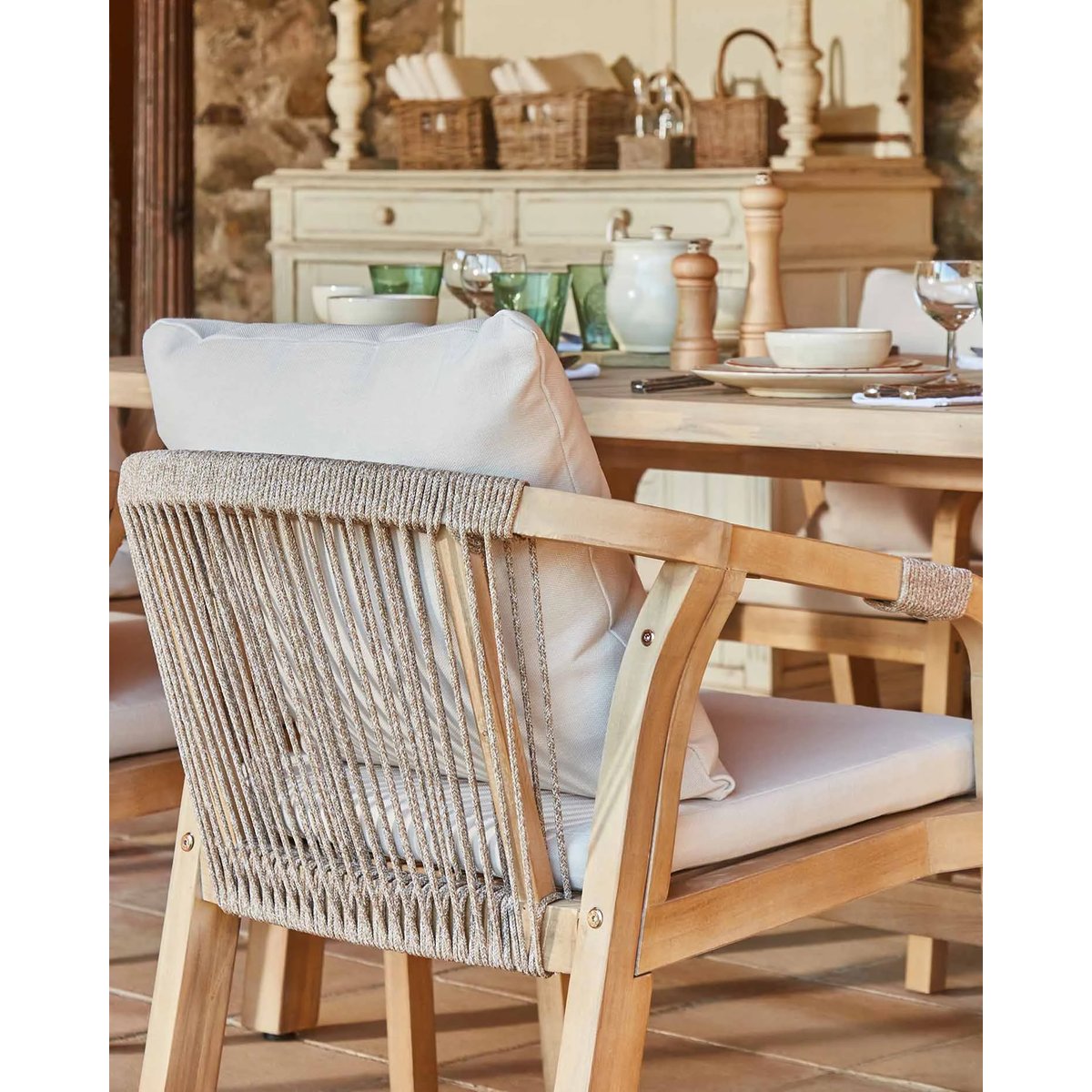 Chaise en bois, lot de 8, SIENA beige, DEFORA HOME