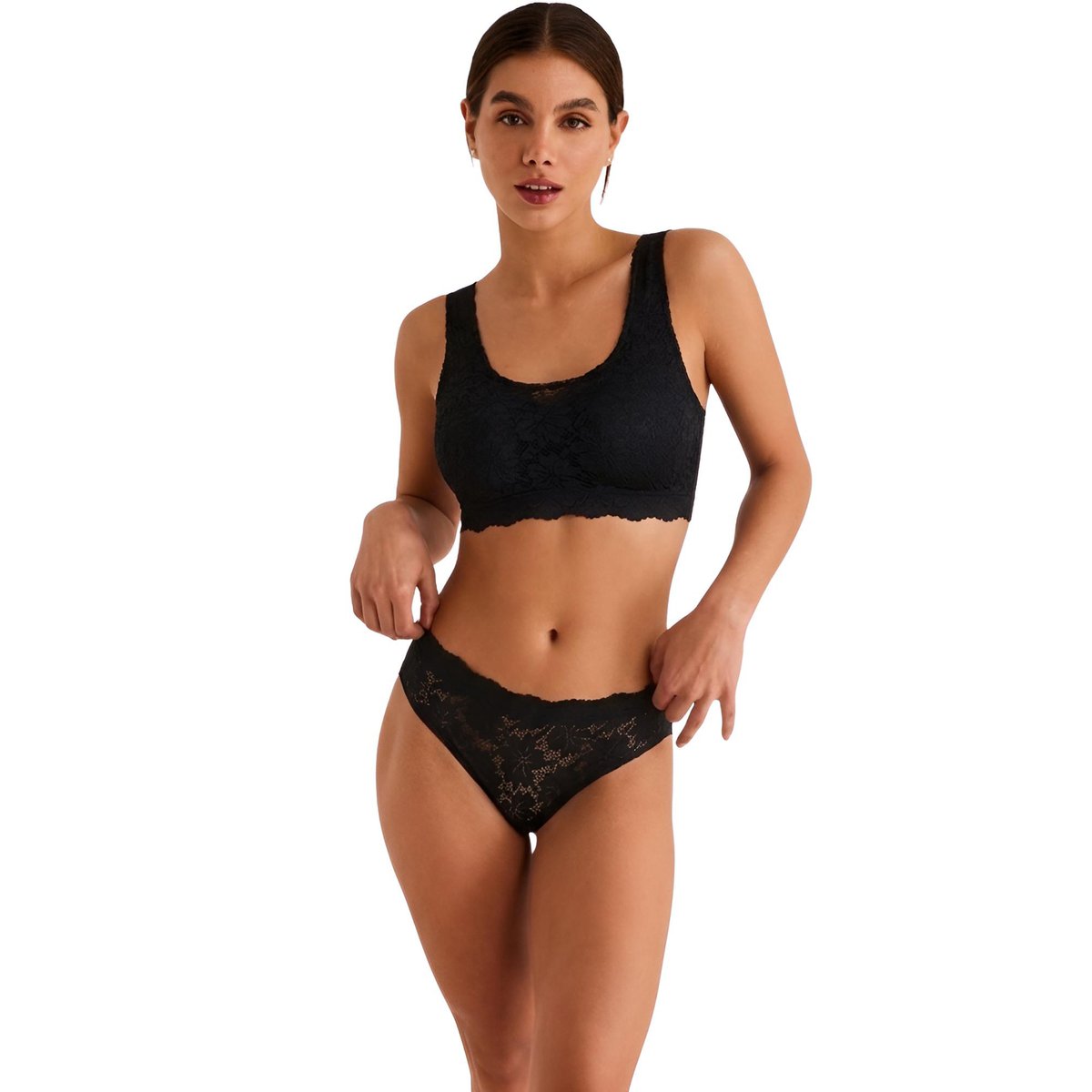 Soutien-gorge brassière sans armatures ONE AND LACE noir, SELMARK