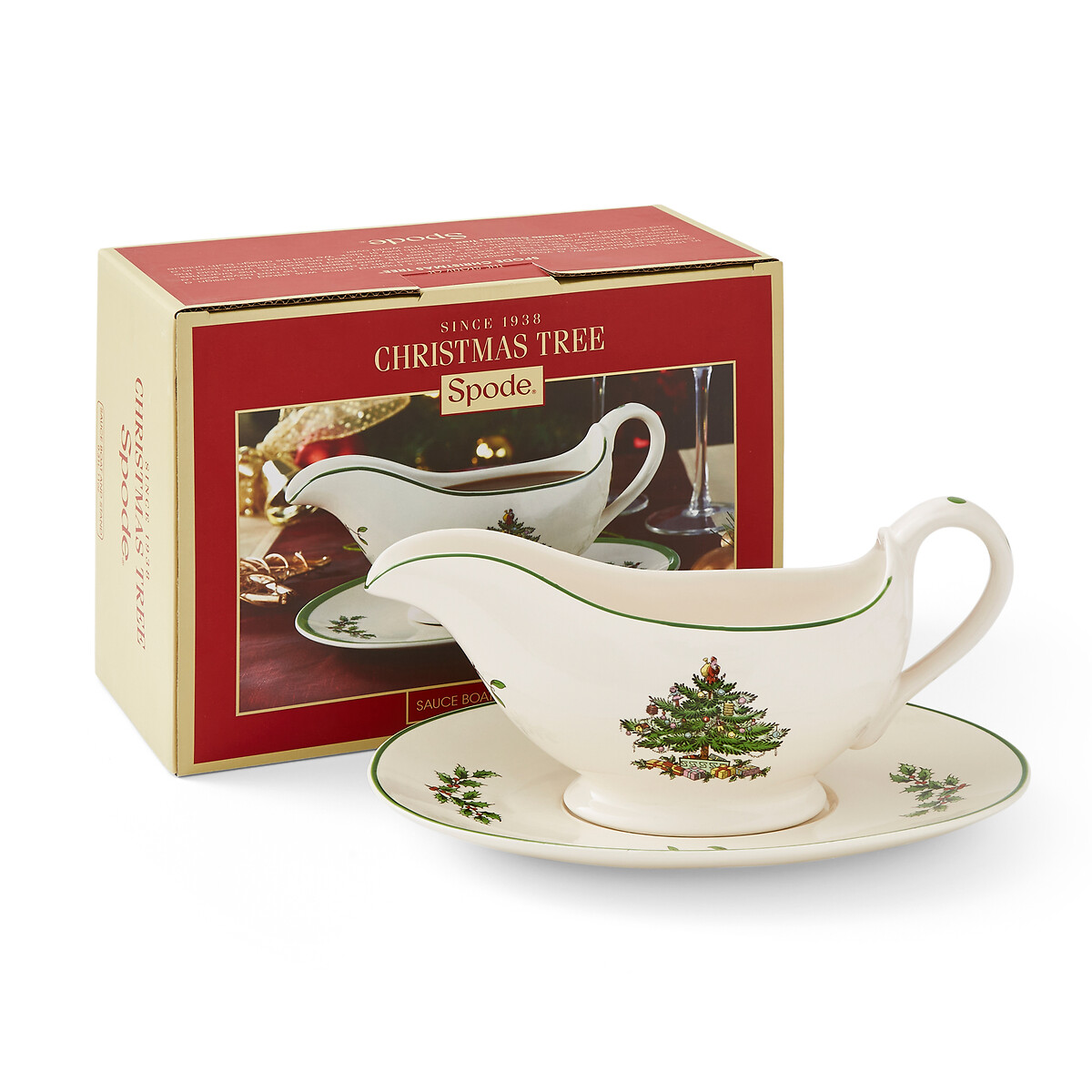 Christmas Tree Gravy Boat & Stand white, SPODE