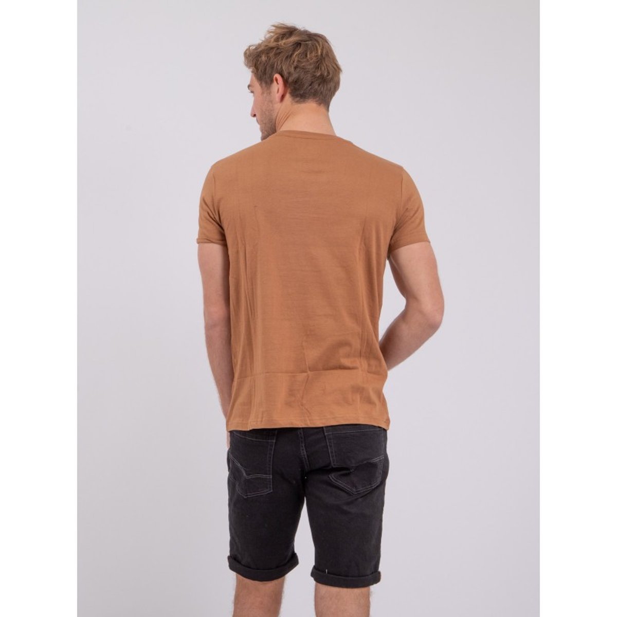 T-shirt Manches Courtes Col Rond Pur Coton Numatis marron, RITCHIE