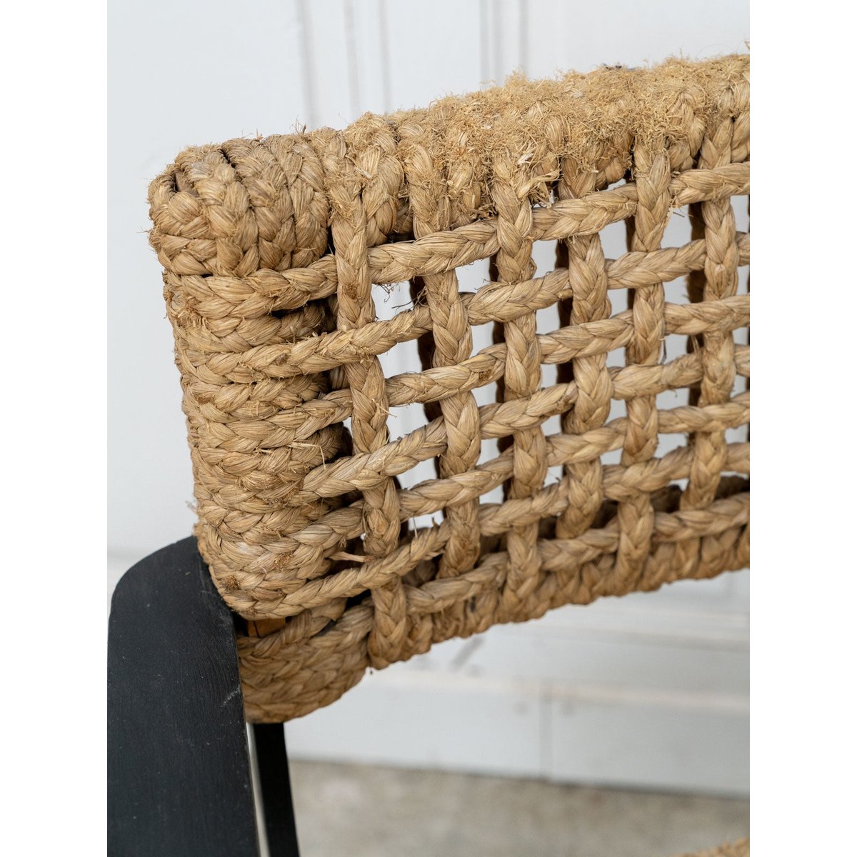 Fauteuil Audoux Minet en hêtre et corde tressée Ernest N°1053 - Bon état noir, DEBONGOUT