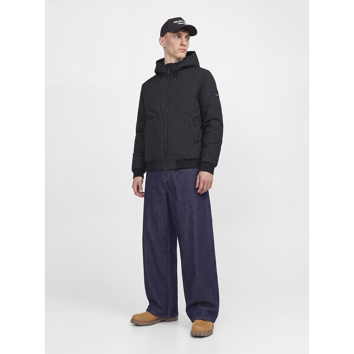 Chaqueta bomber con capucha negro, JACK & JONES