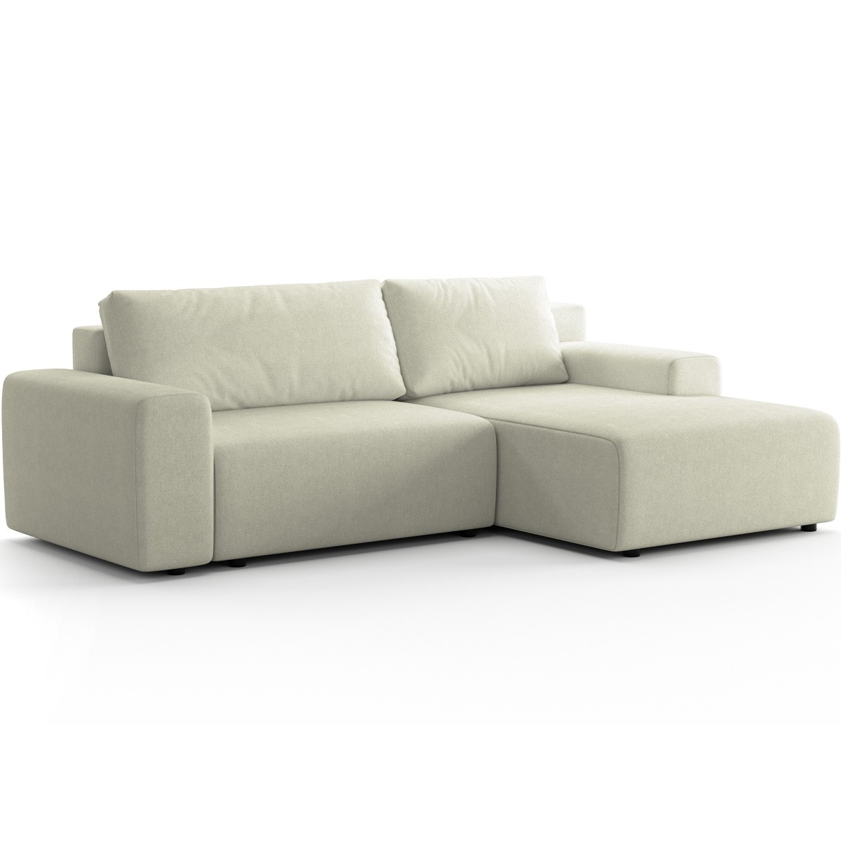 Canapé d'angle réversible convertible 5 places en tissu chenille - LUNO beige, HOMIFAB