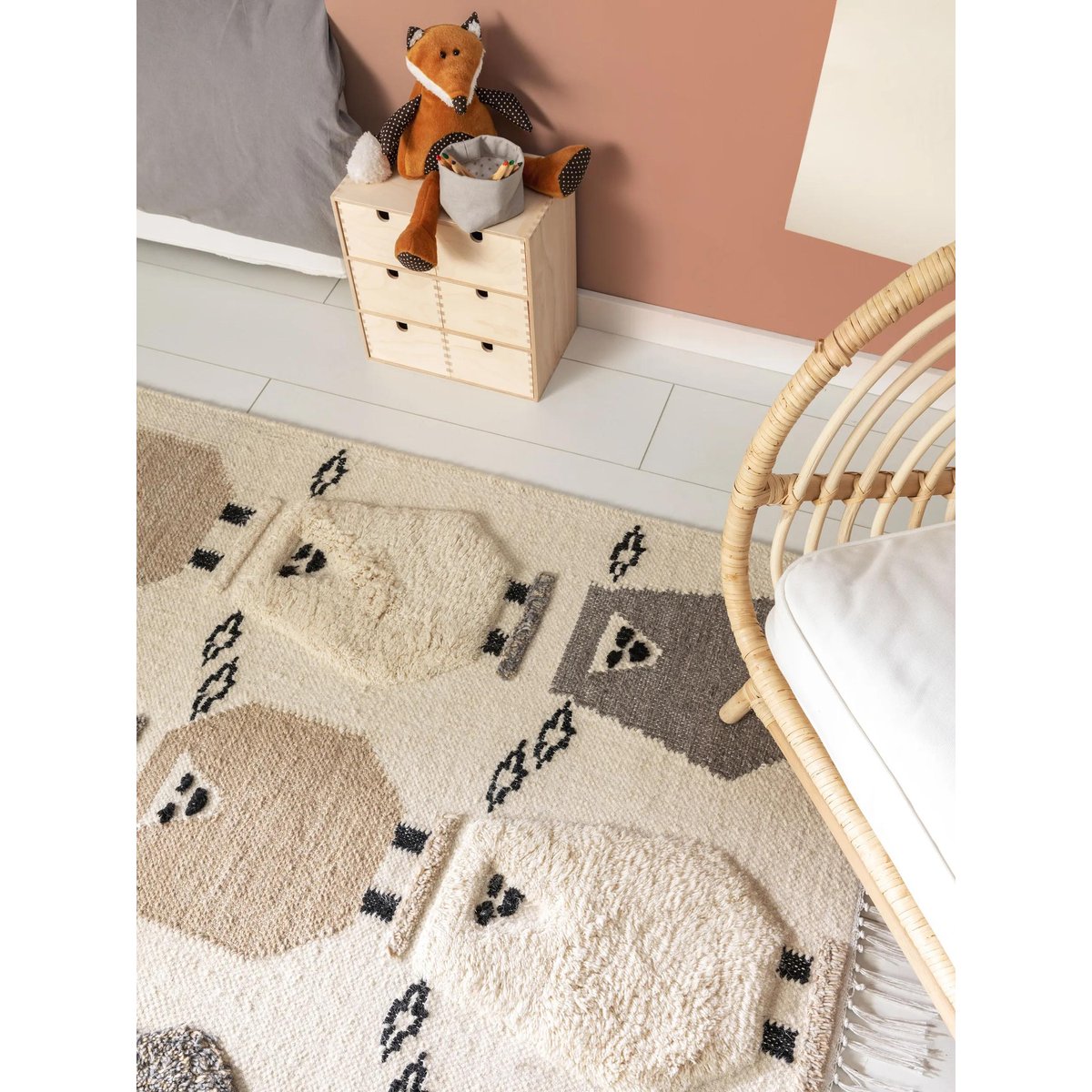 Tapis enfant tissé main SHAWN crème, BENUTA