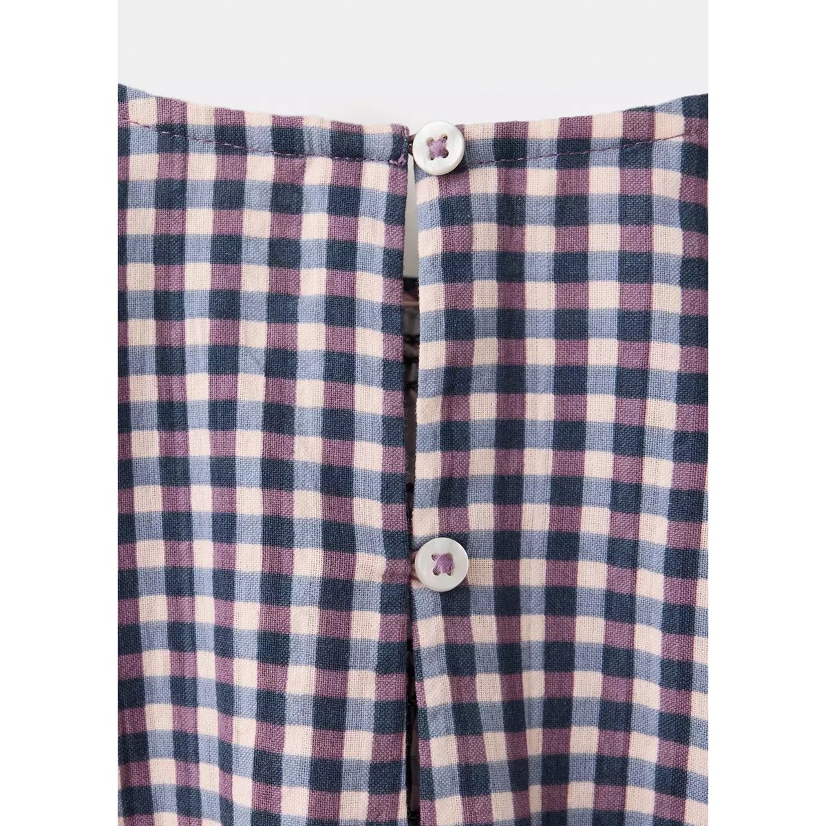 Blouse vichy froncée violet, MANGO BABY