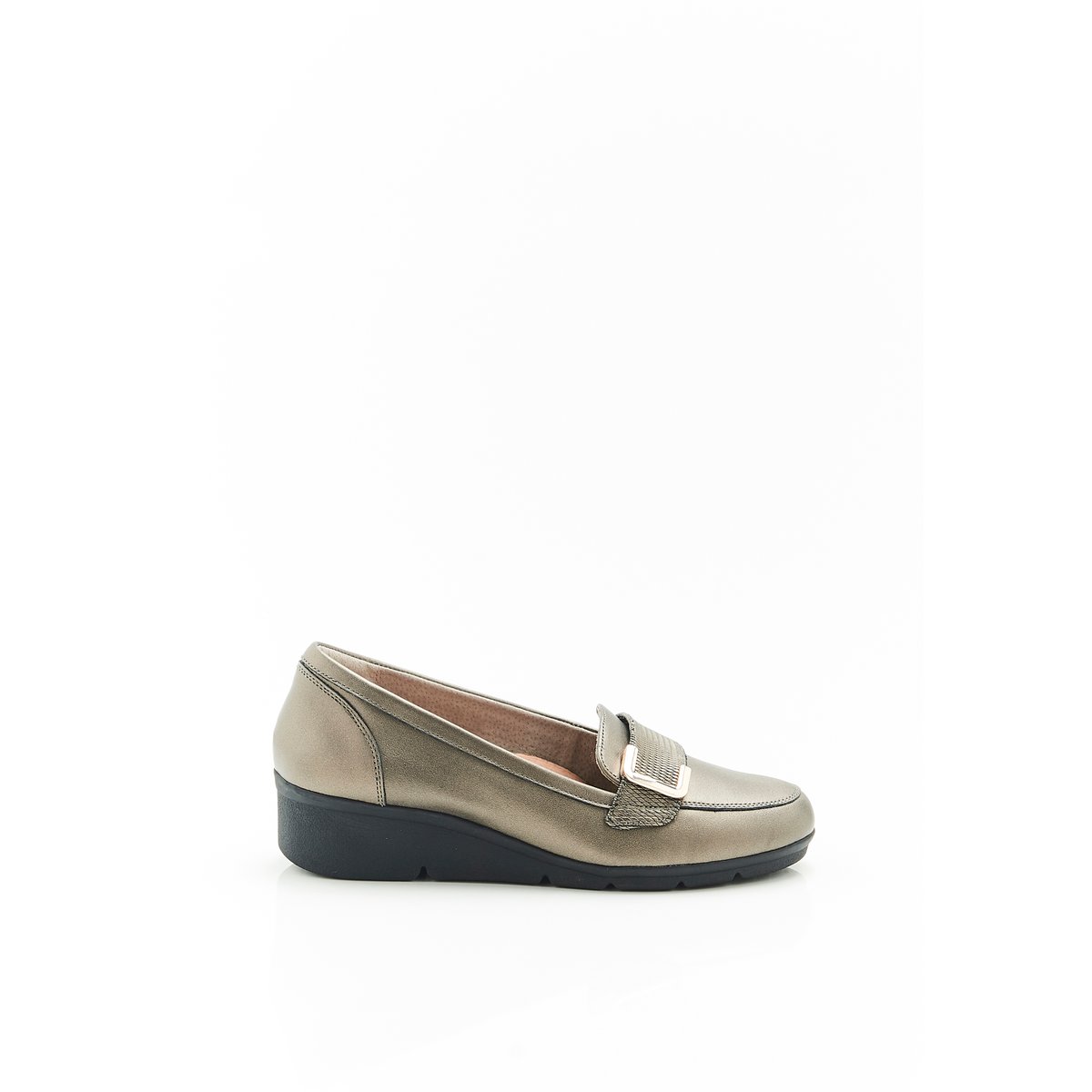 Mocassins Amortyl boucle fantaisie marron coloris bronze, DAMART