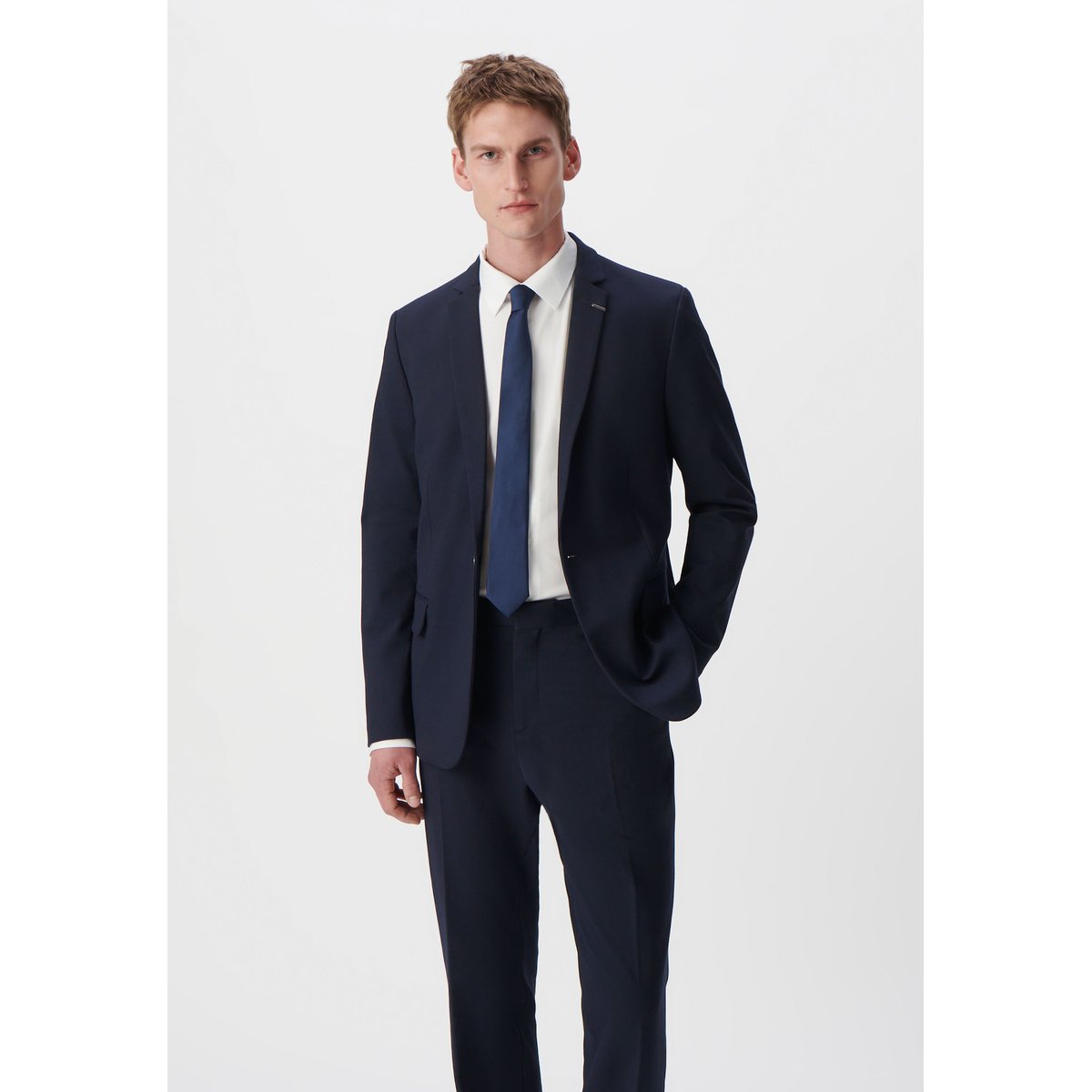 Veste de costume SLIM maille Milano bleu marine, IKKS