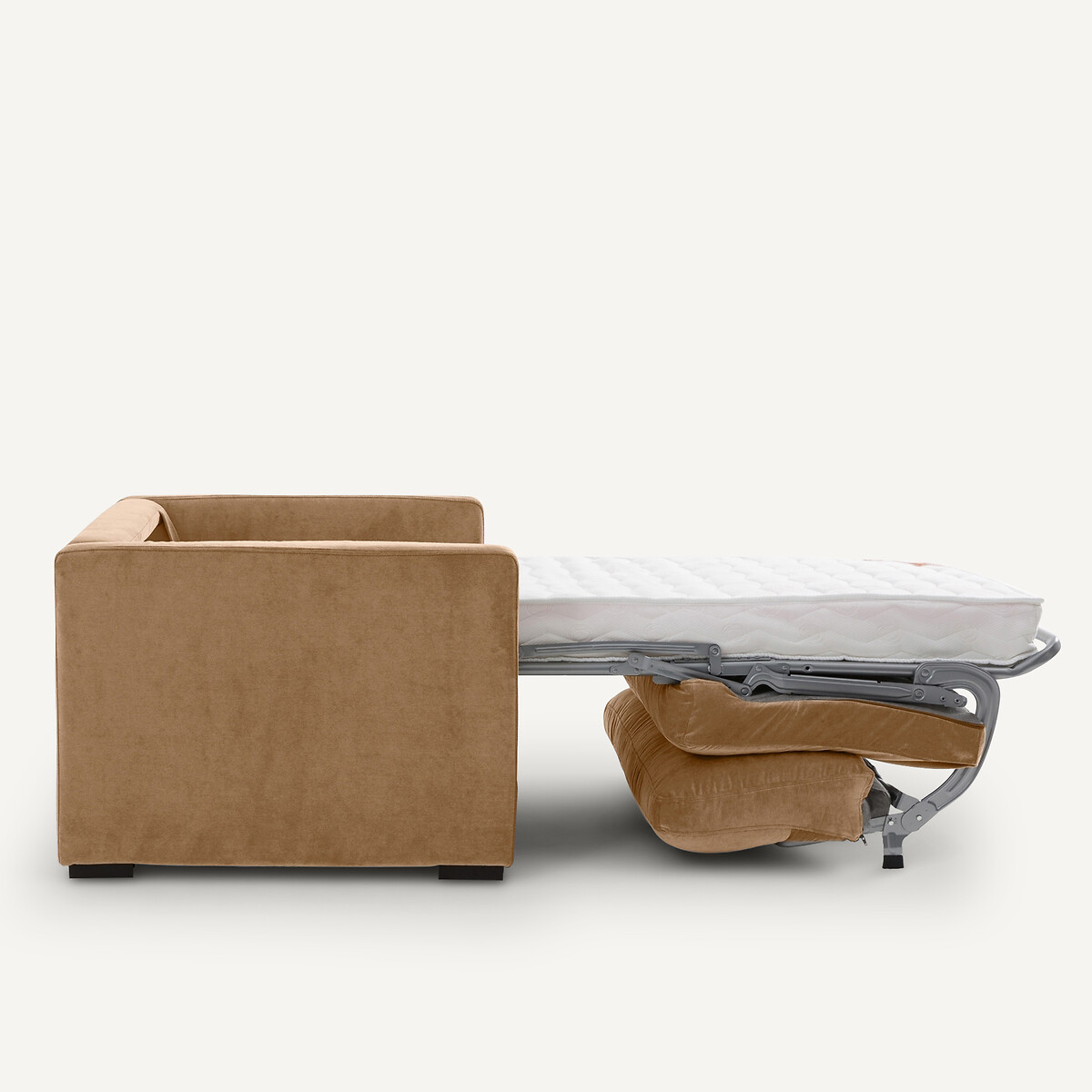 Canapé 2 places, convertible, en velours stonewashed, NEO KINKAJOU ficelle, AM.PM