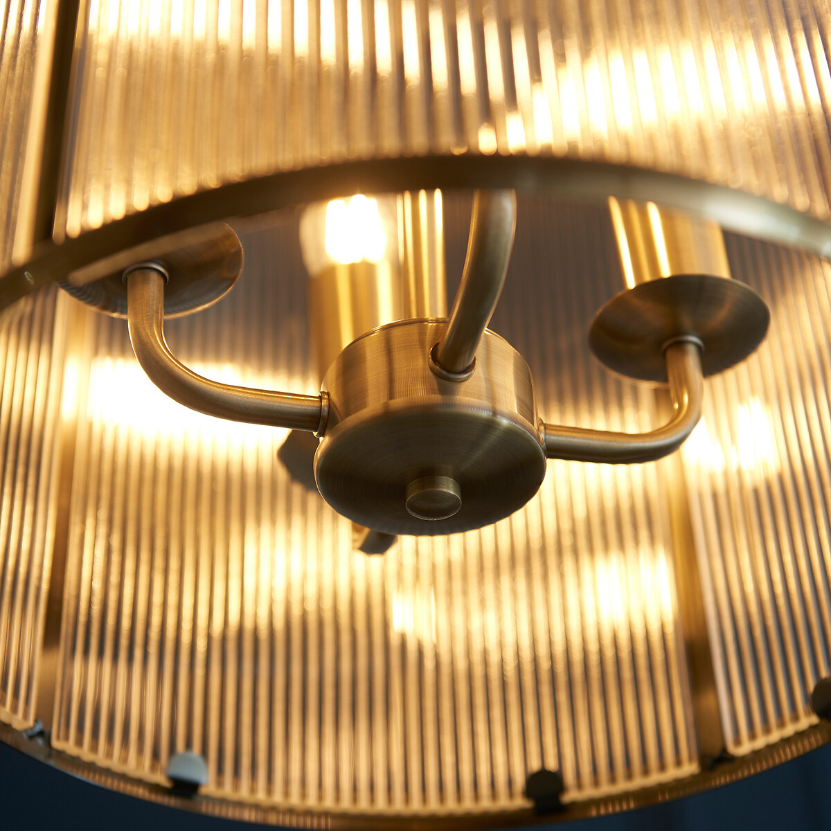 Layton 4-Light Ribbed Glass Pendant Light aged brass, SO'HOME