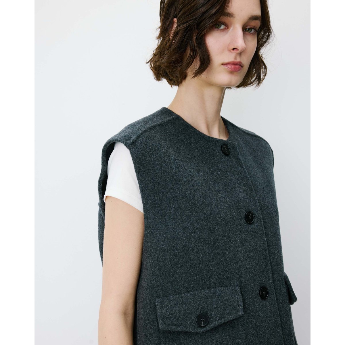 Veste sans manches oversize sable Adagio anthracite, GRACE & MILA