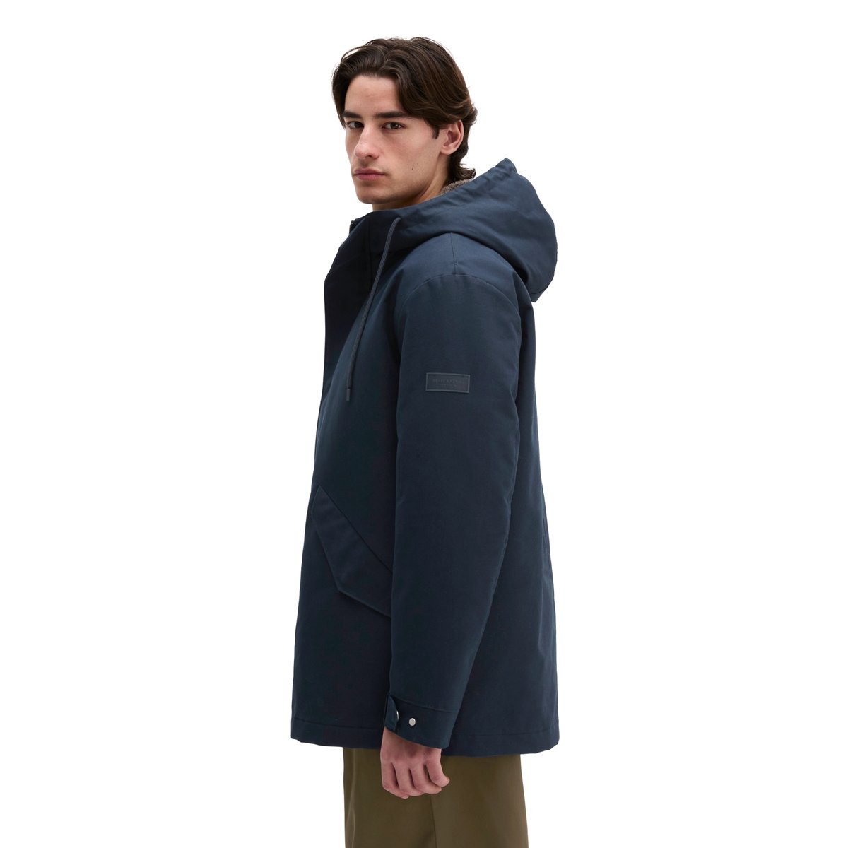 Parka à capuche coupe classique avec doublure en peluche et rembourrage bleu, MARC O'POLO