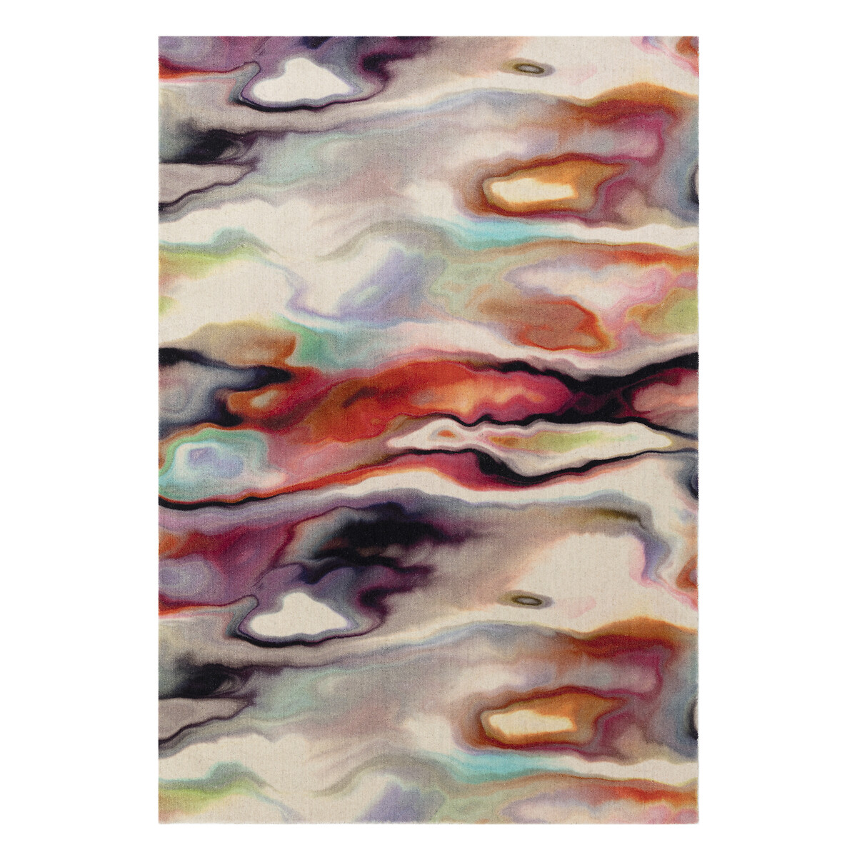 Watercolour Effect Impression Rug in 100% Wool multi-coloured, SO'HOME