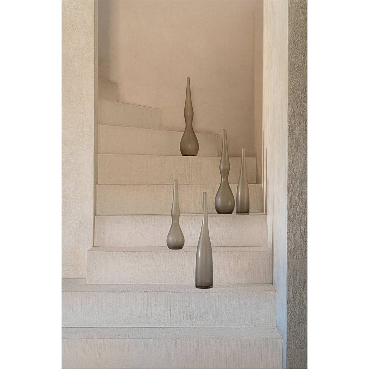Set de 3 vases courbes en verre greige, RECOLLECTION