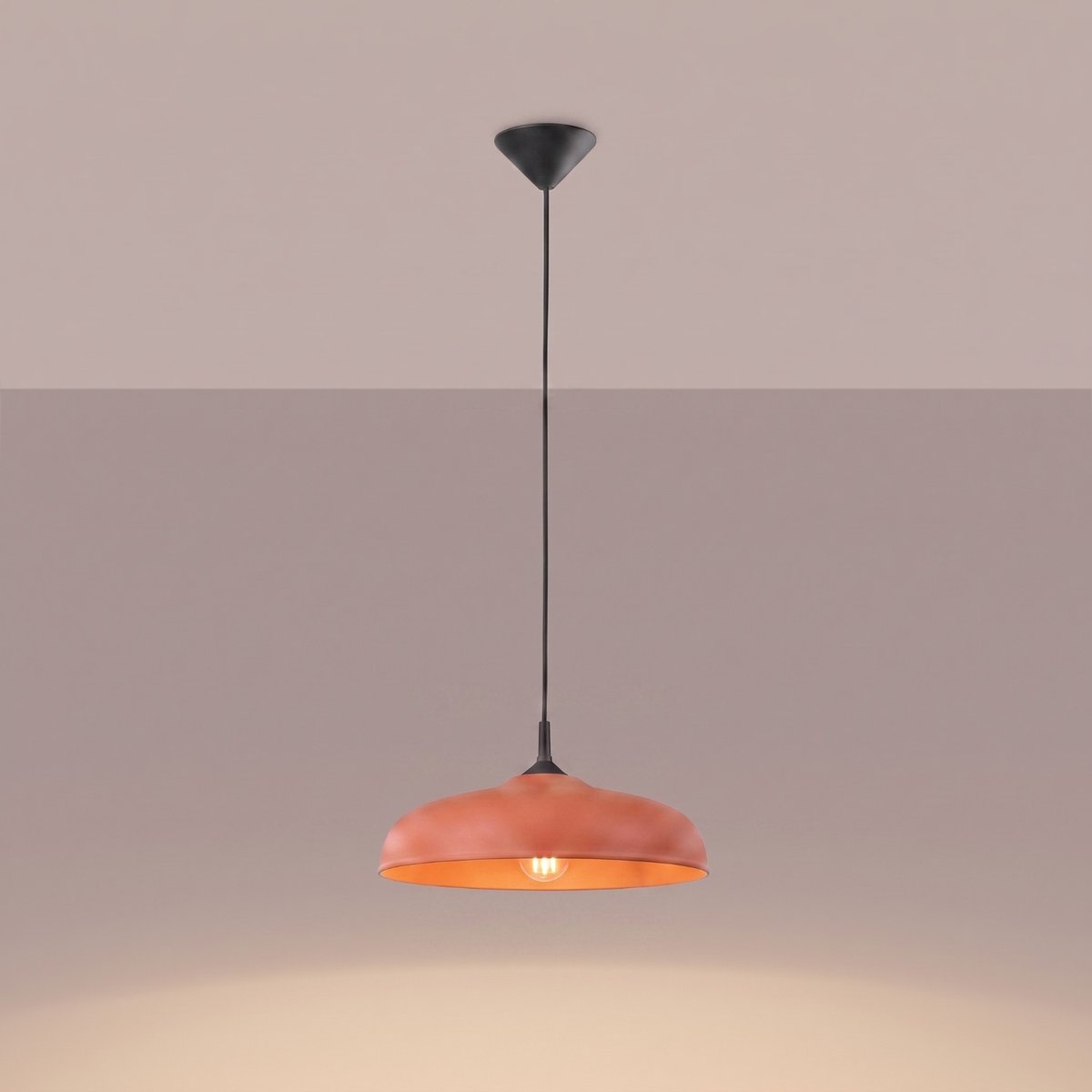Suspension Acier Ocre Rouge E27 1 Gina ocre rouge, EDEN