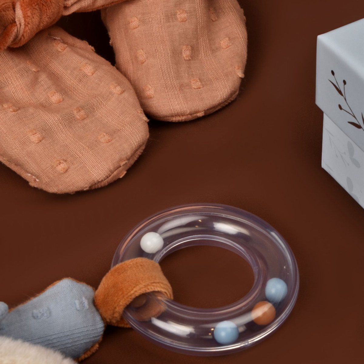 Coffret bébé Doudou et chaussons marron, DOUDOU ET COMPAGNIE