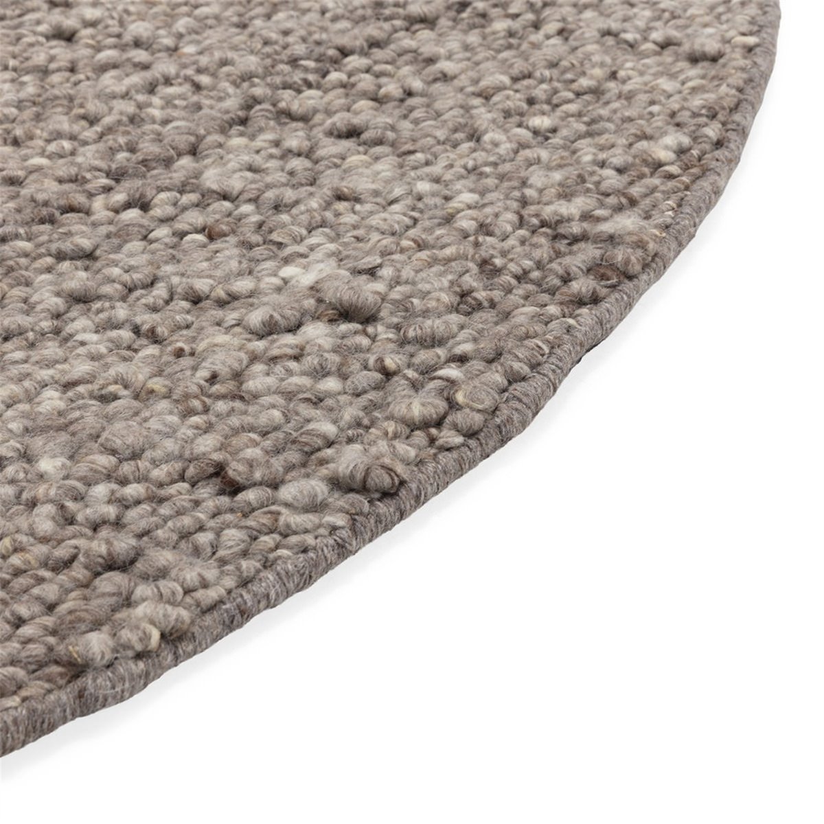 Tapis rond en laine tricotée gris, RECOLLECTION