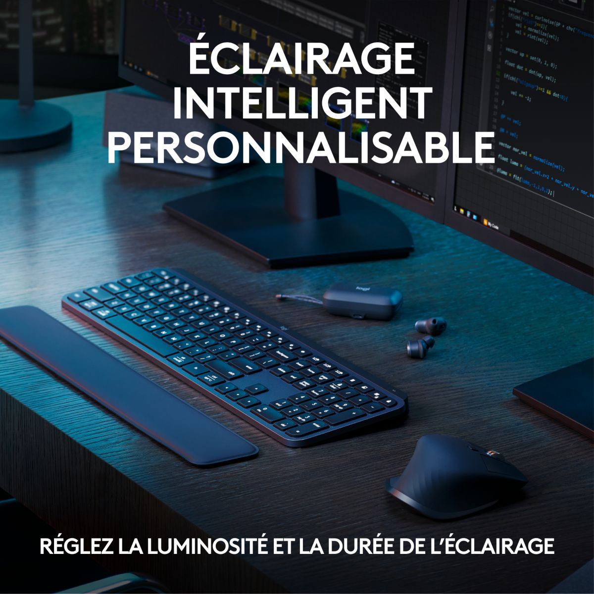 Clavier + Souris MX keys S avec repose poignet couleur unique, LOGITECH