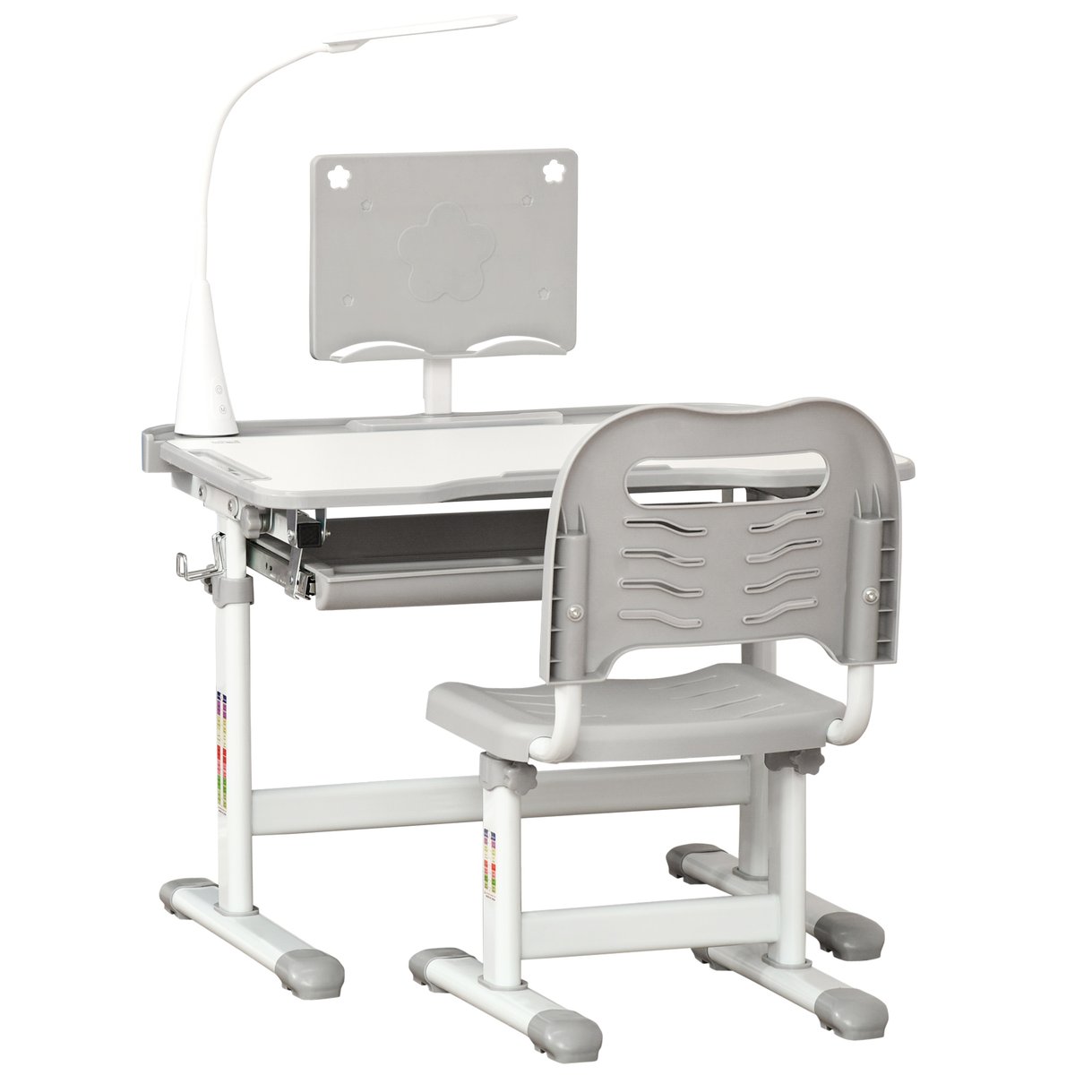 Bureau enfant chaise réglables lampe - KIDZDESK gris, HOMCOM