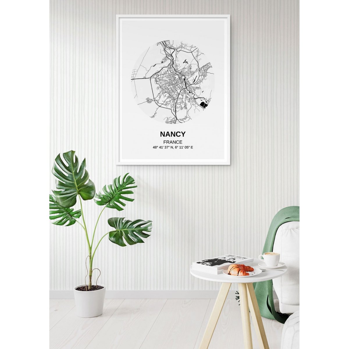 Affiche Carte Nancy blanc, L'AFFICHERIE