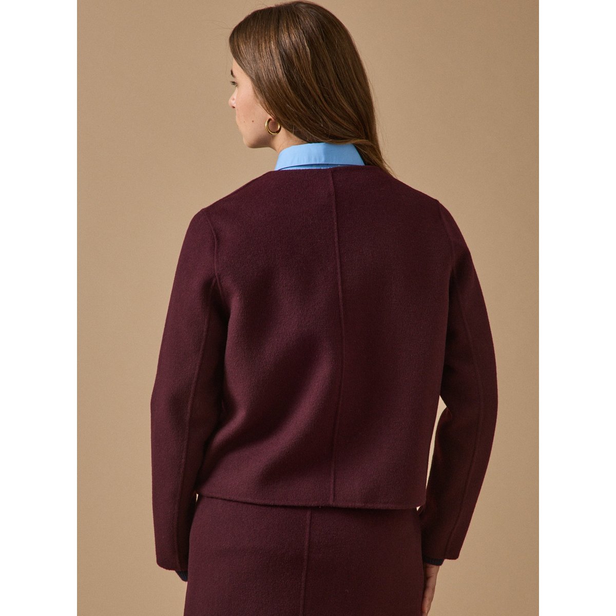 Veste lainage double face bordeaux fonce, CYRILLUS