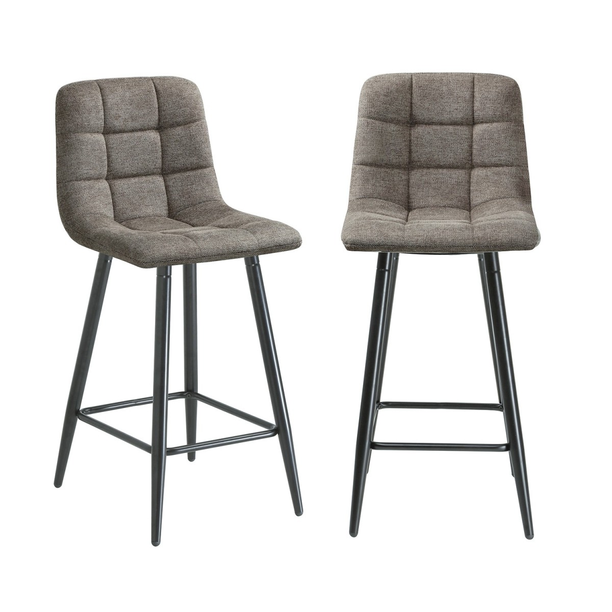Tabourets en lot de 2 en tissu - SIA marron, CALICOSY