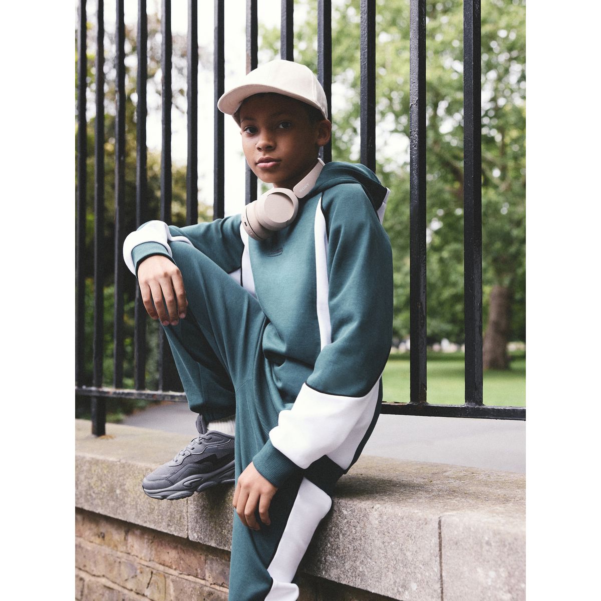 Ensemble sweat à capuche bloc de couleur vert, NEXT