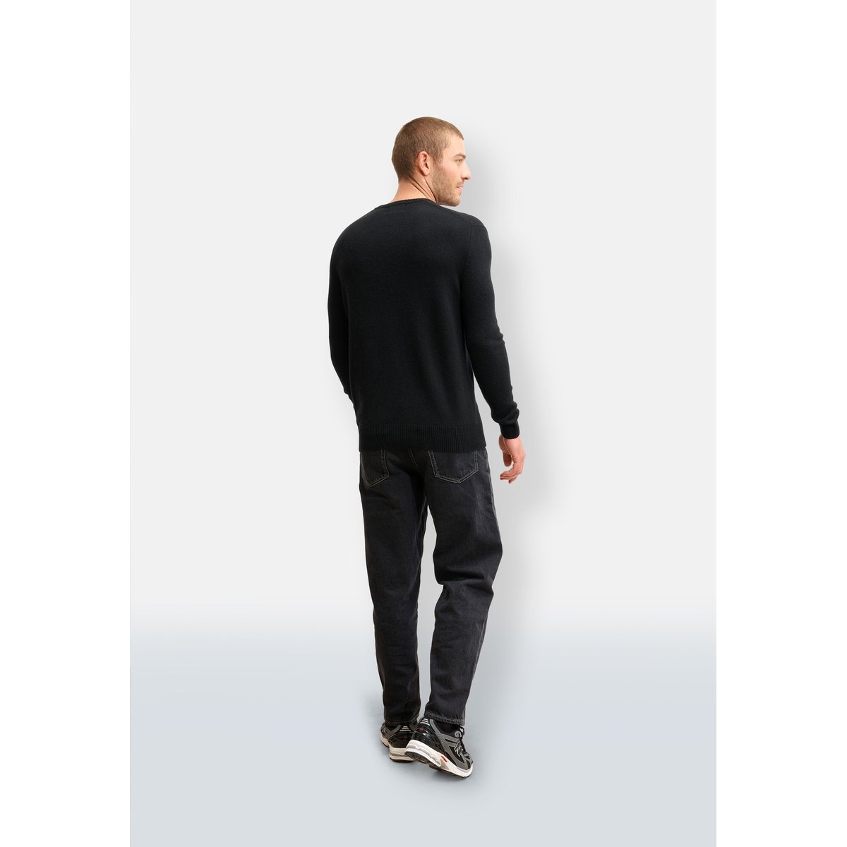 Pull Col V 4 Fils Noir Nathan noir, JUST CASHMERE