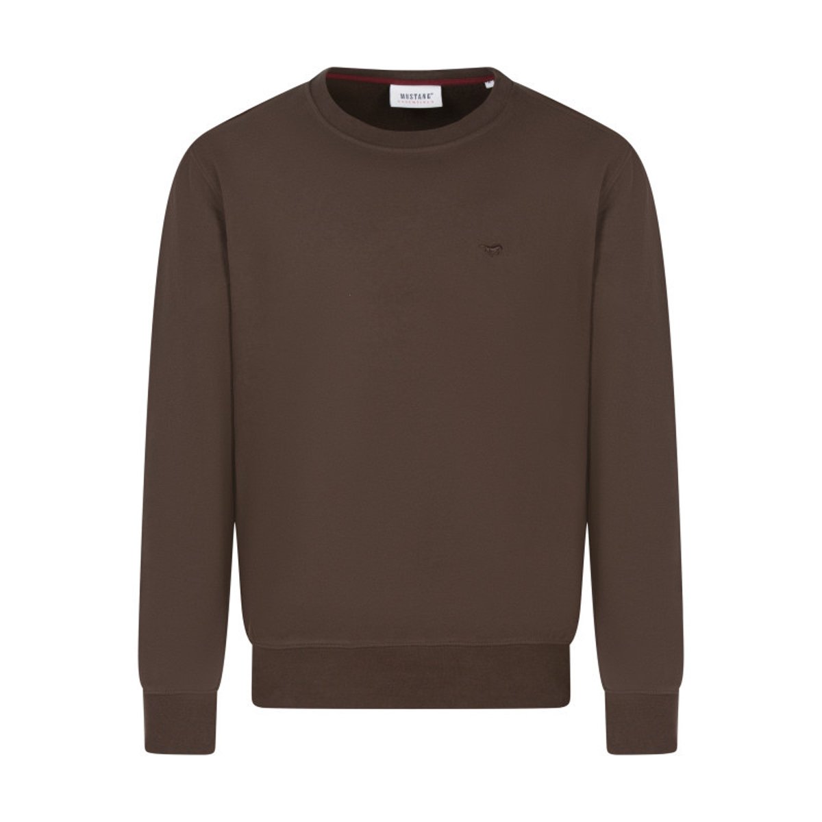 Sweat en coton camel uni avec une coupe droite et un col rond marron, MUSTANG